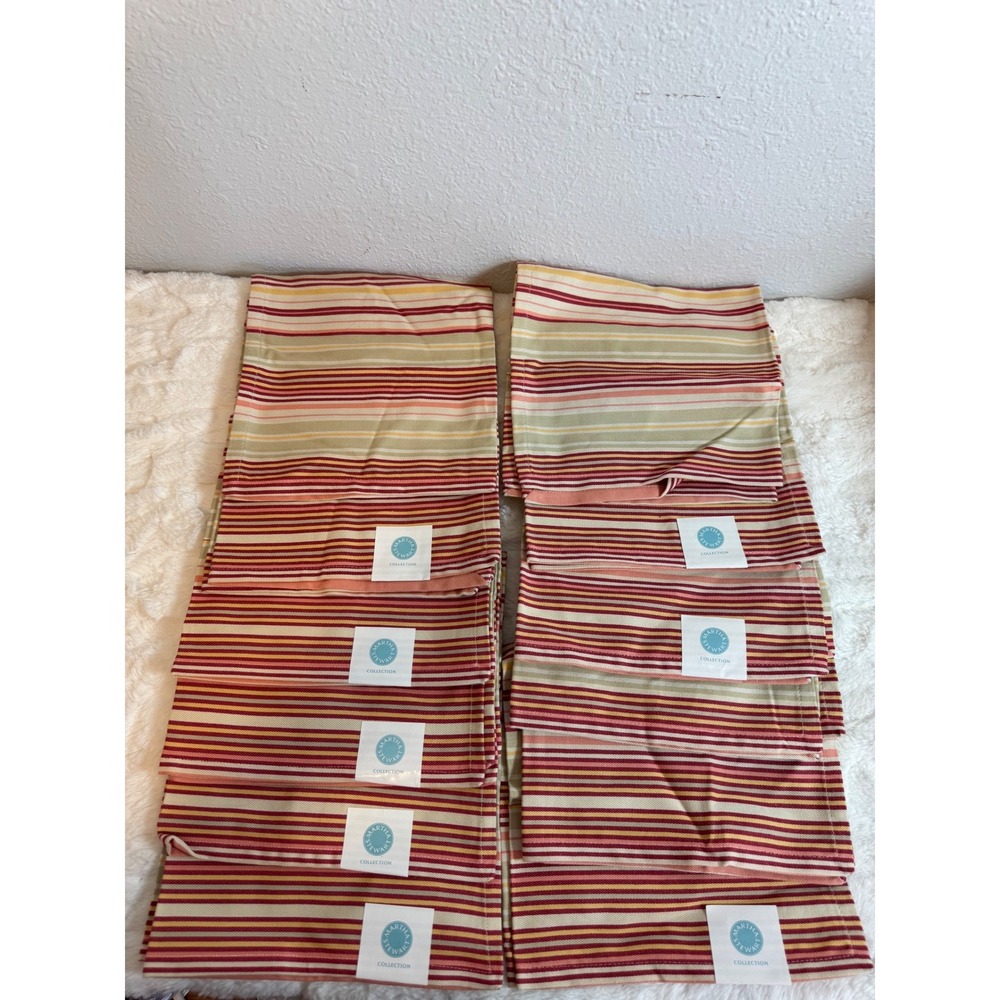 Martha Stewart Collection 10pc Cotton Napkins Mirrored Stripe Adobe 19x19 NEW